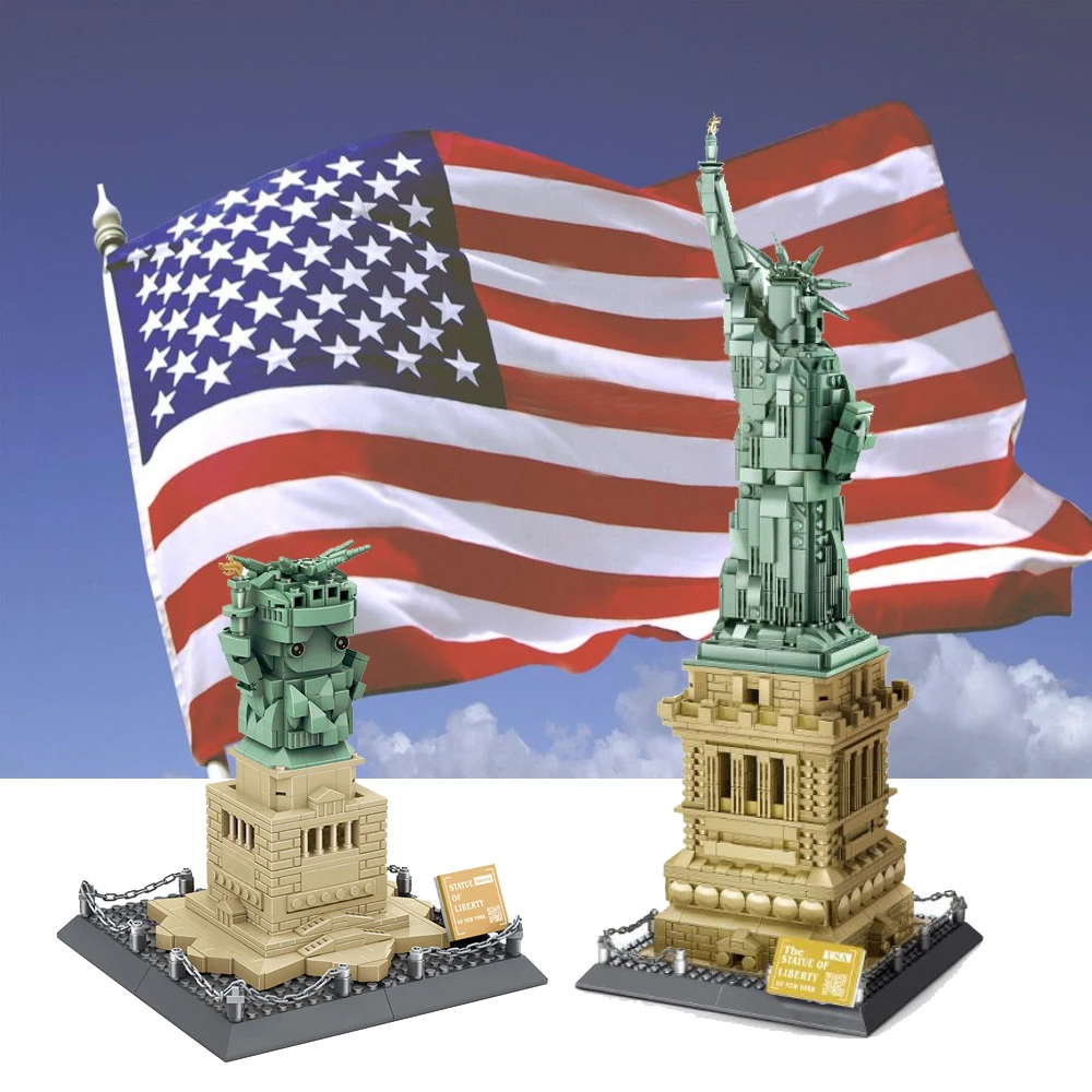 

Всемирно известная современная архитектура Статуя Свободы Нью-Йорк Соединенные Штаты Креативный строительный блок Модель Кирпичи Игрушка для подарков