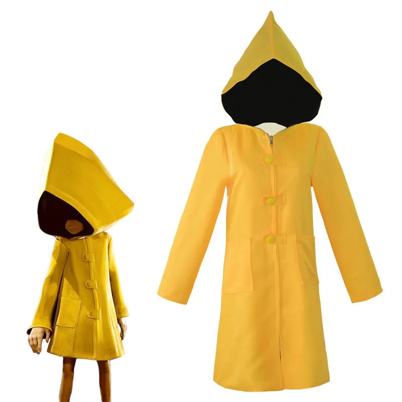 Little Nightmares 2 Mono Six Game Cosplay Costume para crianças, jaqueta longa, casaco, roupas para meninos, crianças famintas