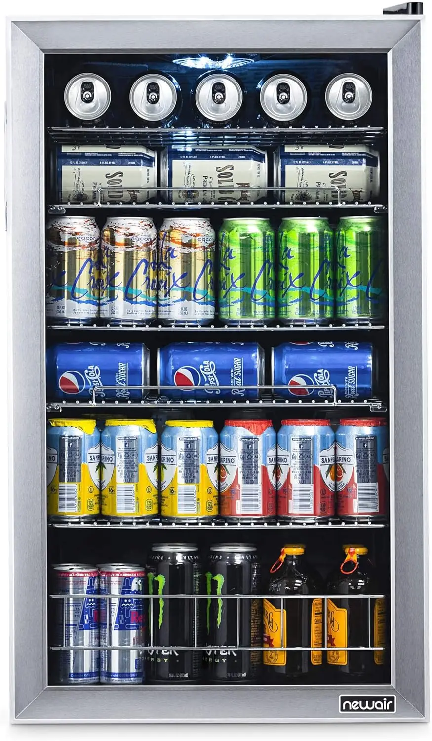 126 Cans Free Standing with Right Hinge Glass Door Mini Fridge Beverage Organizer Perfect For Beer, Soda, And Cooler Drinks