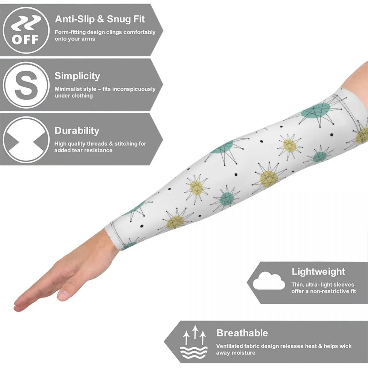 فرانسيسكان ستاربرست منتصف القرن العصر الذري في الهواء الطلق أكمام أذرع تبريد الشمس الأشعة فوق البنفسجية غطاء للحماية الصيف ركوب الدراجات أكمام الوشم #2