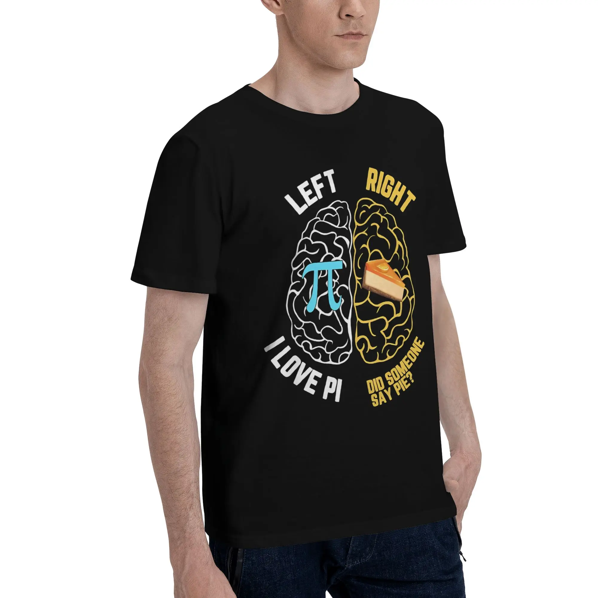 Happy Pi Day Left I Love Pi Right Did Someone Say Pie  Men T Shirt Math pi Awesome Tees Short Sleeve Round Neck T-Shirt
