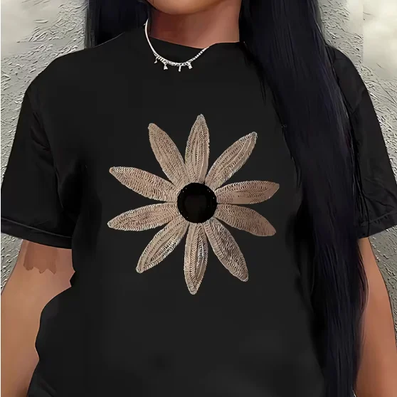 Colorful Bubble Art Pattern Printed T-shirt for Women Short Sleeve Round Neck Casual T-shirt for Daily Leisure and Holiday Gifts
