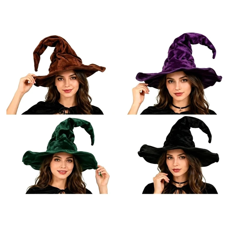 DXAE Pointed Plush-Look Witch Hat for Halloween Parties and Costumes