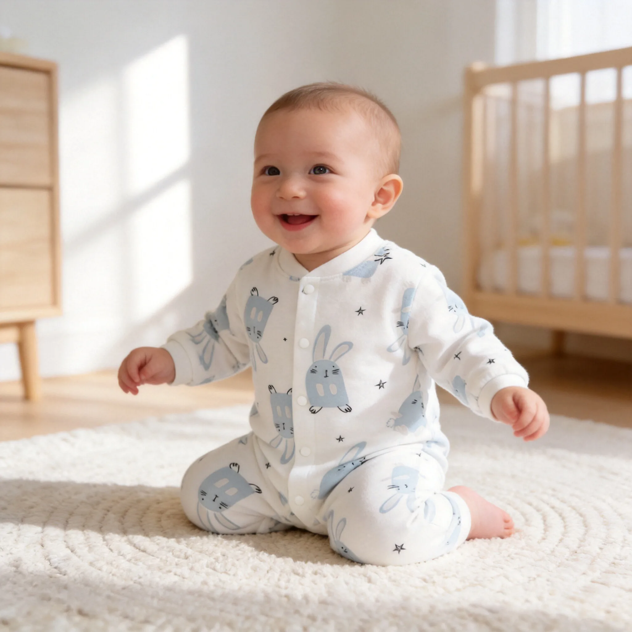 Ein Standard-Baby-Strampler 0-6 Monate Babykleidung 3 Monate Jungen Einteiler Kaninchen Dünner Baumwoll-Krabbelanzug – Detail 4