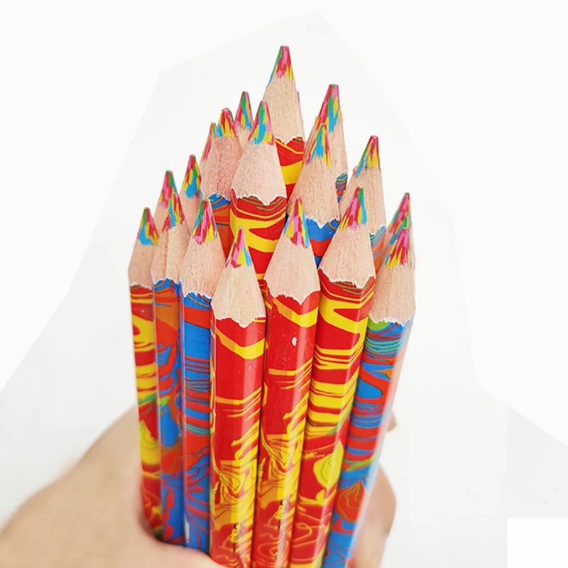 10pcs Wooden Pencils Art Colored Pencil Drawing Graffiti 4 in 1 Multicolor Pen Kids Crayon Marker Pens Office School Supplies