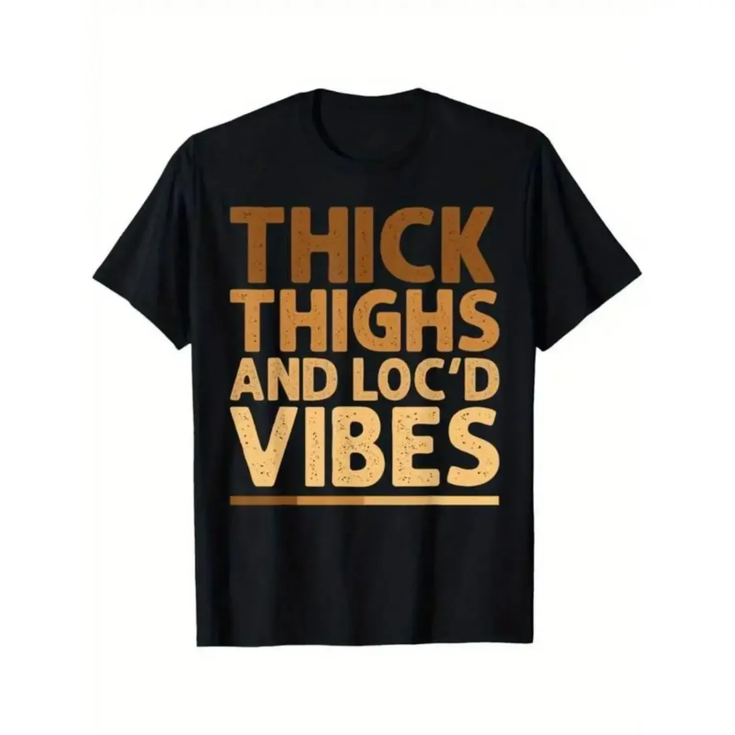 Women's Short-Sleeve Funny Thick Thighs & Loc'd Vibes Graphic T-Shirt - Casual Oversized Fit Top, Streetwear Option for Buying Funny T-Shirts Online