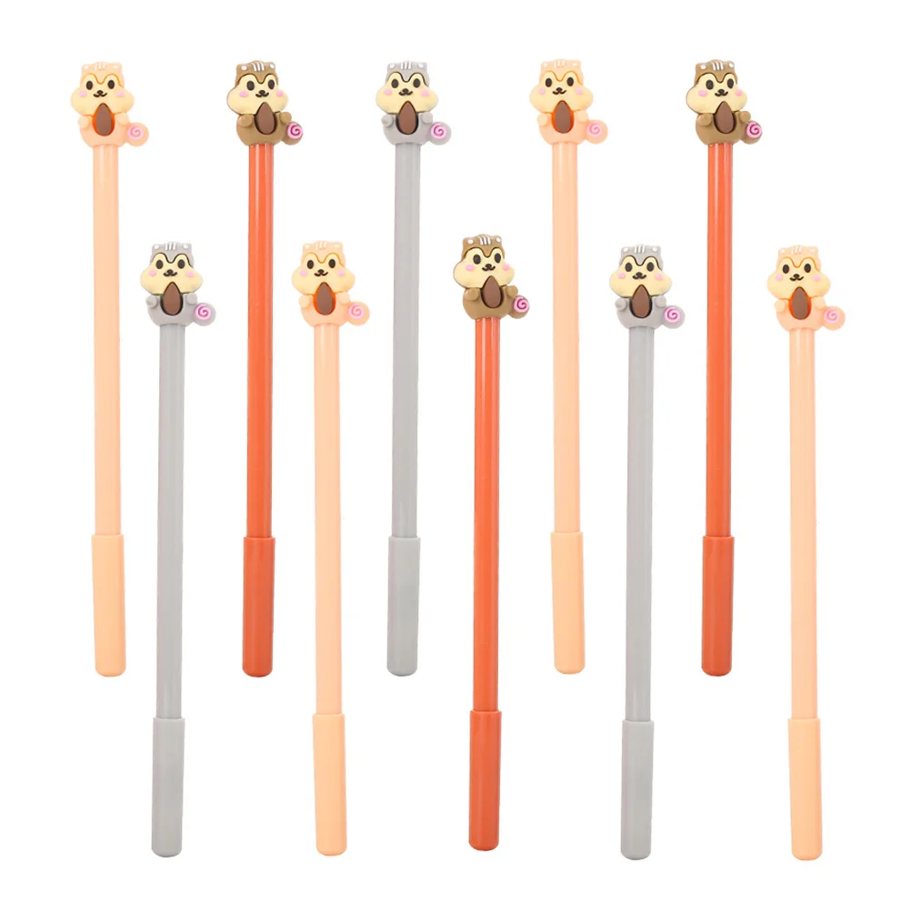 

10 pcs Cartoon Squirrel Simple Gel Ink Pen For Office School Student Writing Stationery Roller Pen Creative Squirrel Shaped