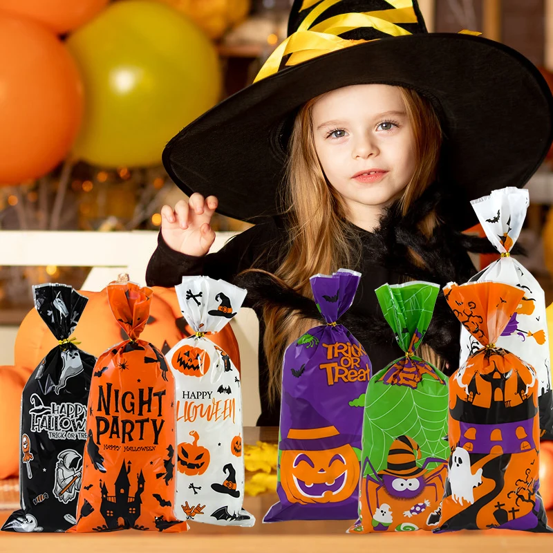 50 قطعة/حقيبة كيس تغليف حلوى الهالوين، حقيبة هدايا صغيرة، حقيبة تذكارية، حقيبة طعام للخبز بنفسك