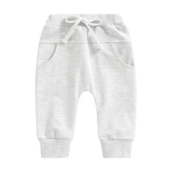 Baby Boys Sweatpants Elastic Waist Drawstring Solid Fall Trousers with Pockets for Casual Daily