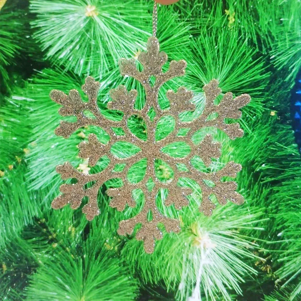 Christmas Artificial Glitter Snowflake 20/42pcs Plastic Snowflake Xmas Ornaments Pendant Hanging Ornament Christmas Tree Decor