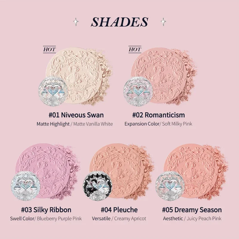 Bloem Kent Zwaan Balletserie Blush Uitgebreide Matte Setting Blush Poeder Zeldzame Schoonheid Vrouwen Gezicht Make-Up Luxe Cosmetica