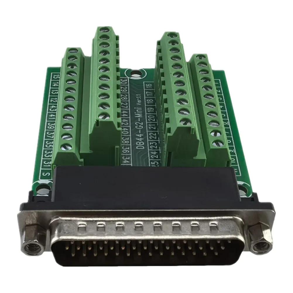Industrial-Grade DB44-G2 Male Connector to PCB Terminal Block Adapter for Control System Integration and Wiring Simplification