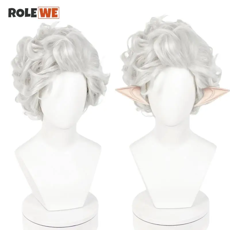 Astarion Cosplay Wig Vampire Cosplay Wig Silver White Hair Baldur's Gate3 Heat Resistant Synthetic Hair Wigs