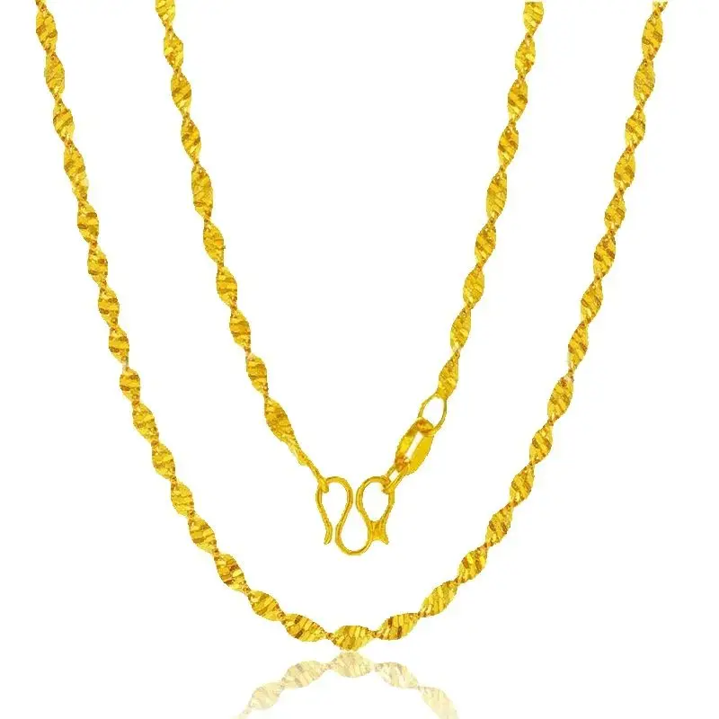 

Women's AU999 24K Gold Water Wave Necklace, Stylish Clavicle Chain, Elegant Luxury Jewelry Gift for Her