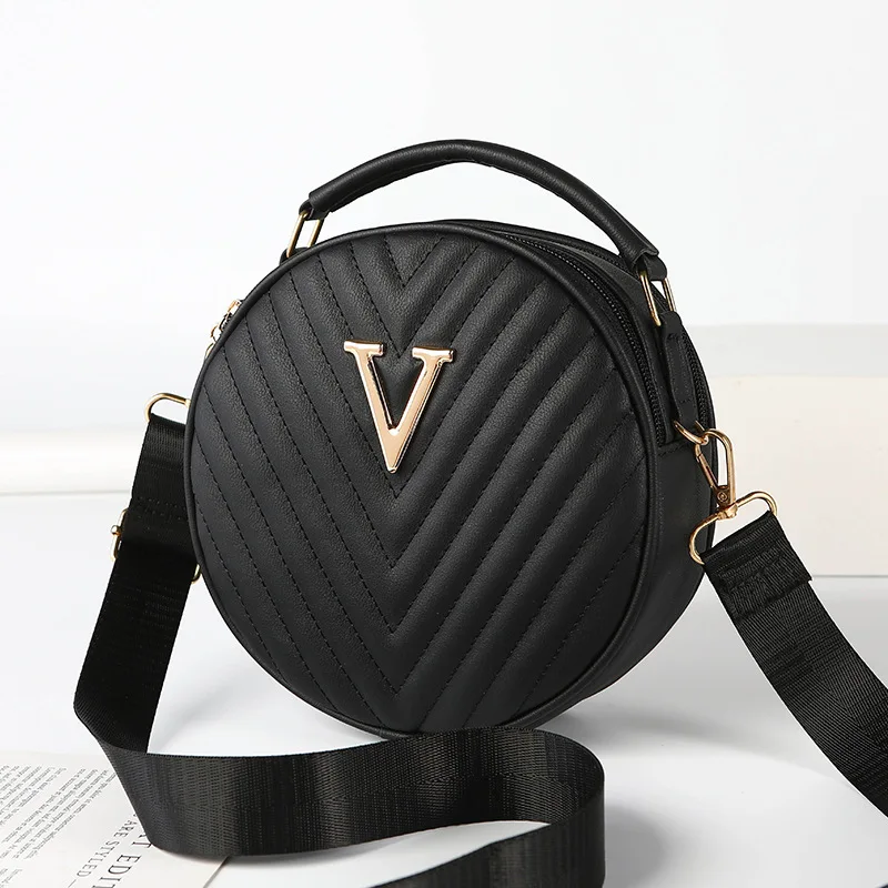 2024 Fashion PU Leather Women Round Handbags Lady's Shoulder Small Bags Famous Brand Designer Female Cross Body Purses And Bag