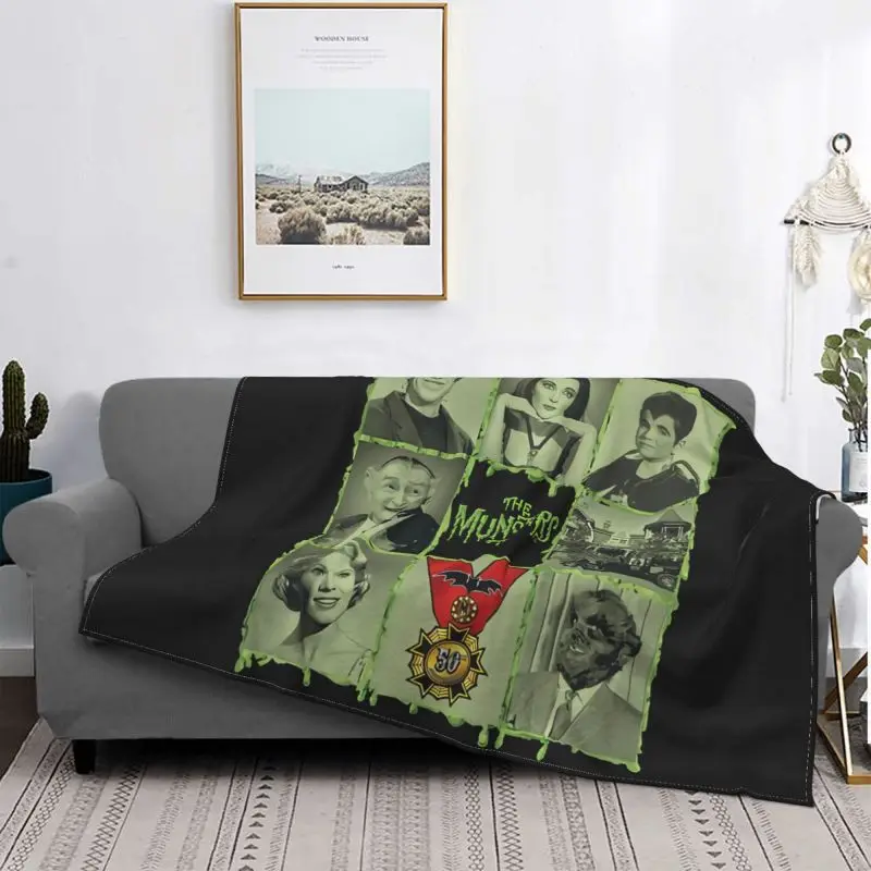 The Munsters Blocks Tv Lily Herman Eddie Black Blanket Sheet Textile Sofa Cover Skin Friendly Machine Washable