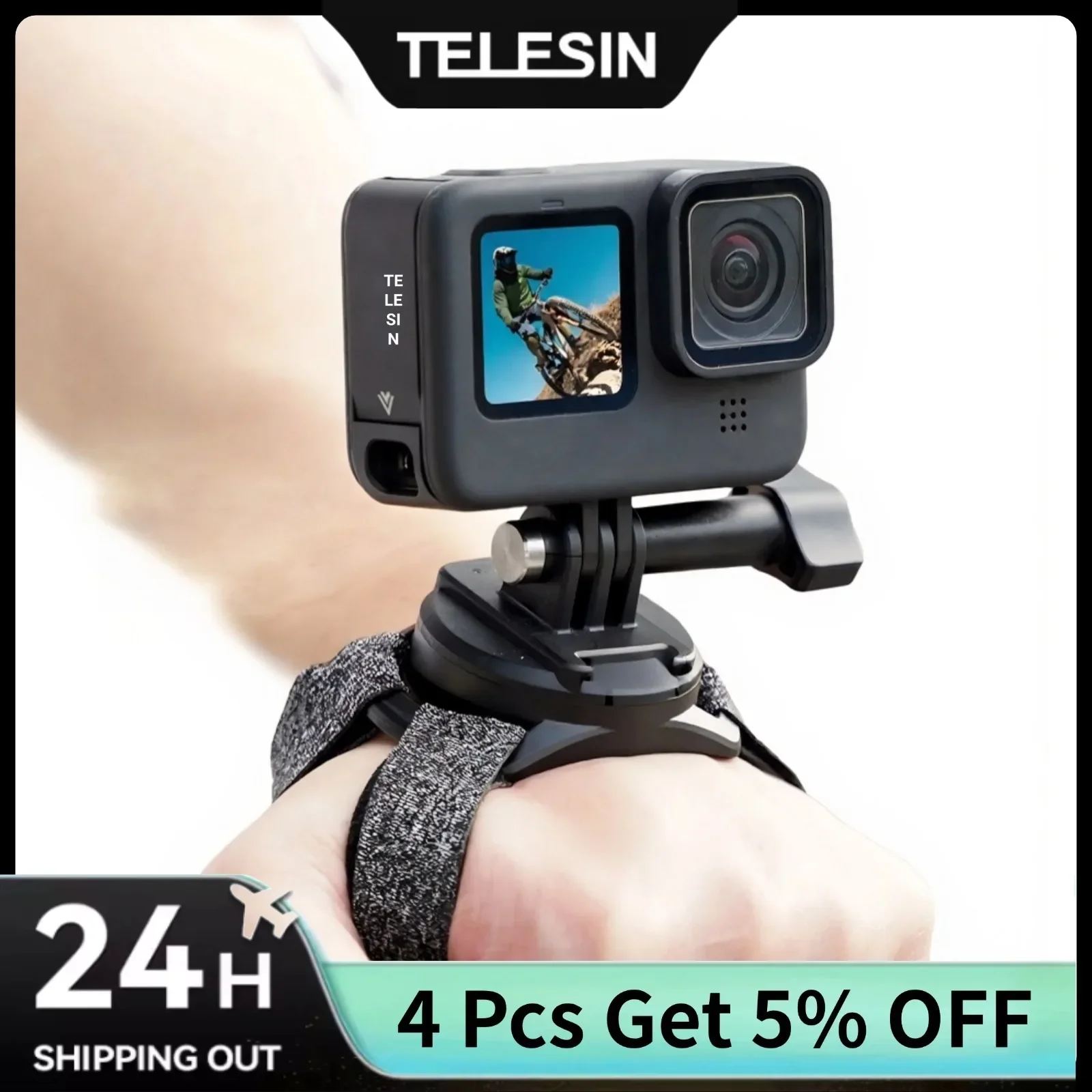 

TELESIN 360° Rotatable Wrist Strap Mount for GoPro Hero 13 12 11 10 9 8 7 DJI OSMO 360 Action 5 4 3 Insta360 X5 X4 Accessories