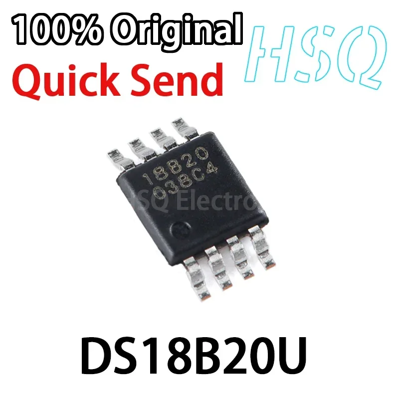 5PCS New DS18B20U 18B20 MSOP-8 Single Bus Temperature Sensor Chip