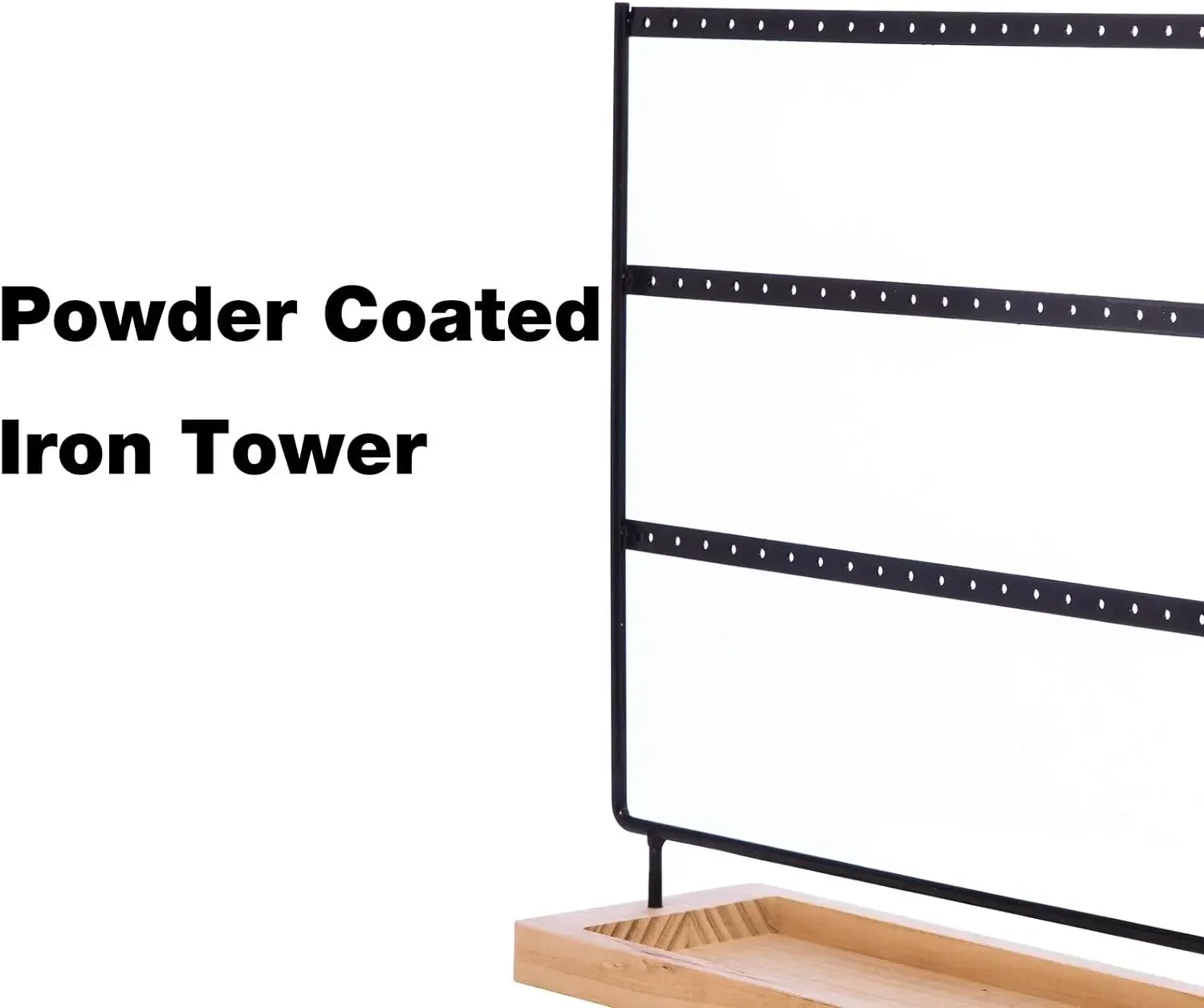 Earring Holder Stand 3-Tier 69 Holes Earring Organizer Stand Display with Wooden Storage Tray Desktop Bracelet Jewelry Holder image 4