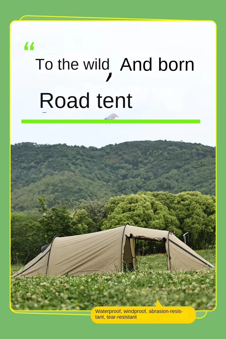 Outdoor Four-season Aluminum Frame Tunnel Tent Extendable Rainproof Flame Retardant Double-storey with Snow Skirt for 3-4 People