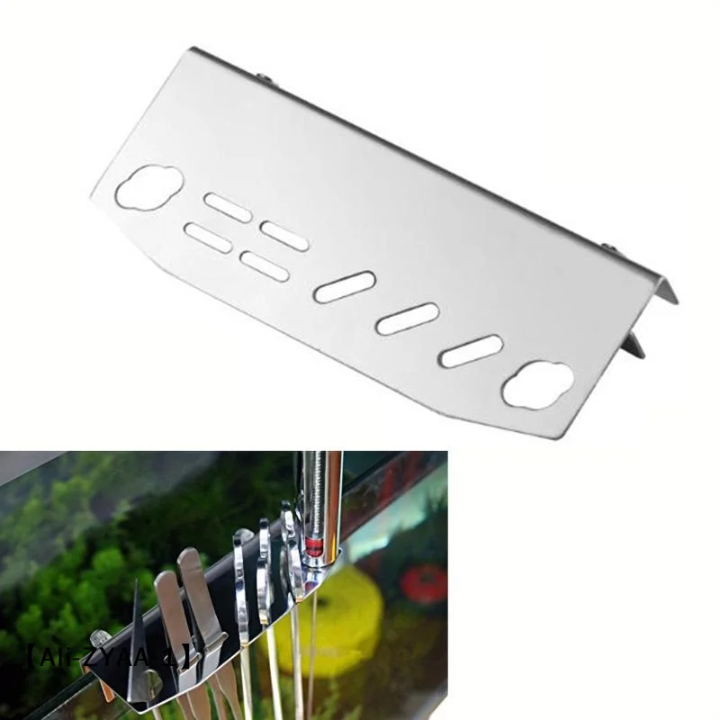 【A】Stainless Steel Aquarium Cleaning Tools Holder Wall Mounted Fish Tank Aquascaping Tool Organizer