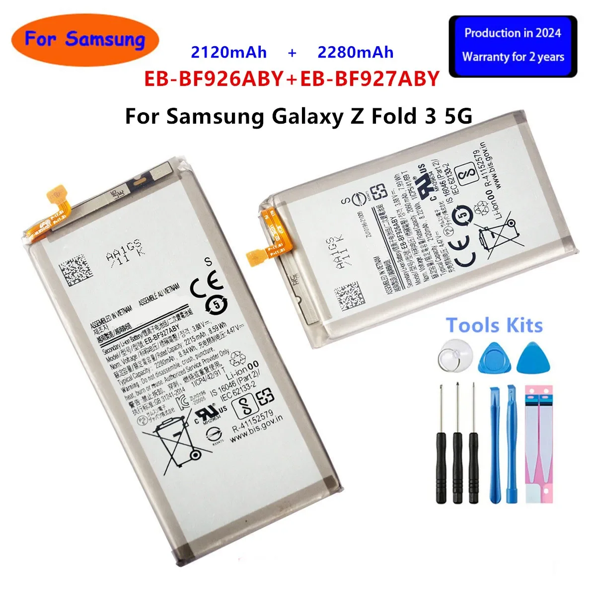 

Brand New EB-BF926ABY EB-BF927ABY Battery For Samsung Galaxy Z Fold 3 5G F926 F927 + Replacement Batteries+Tools