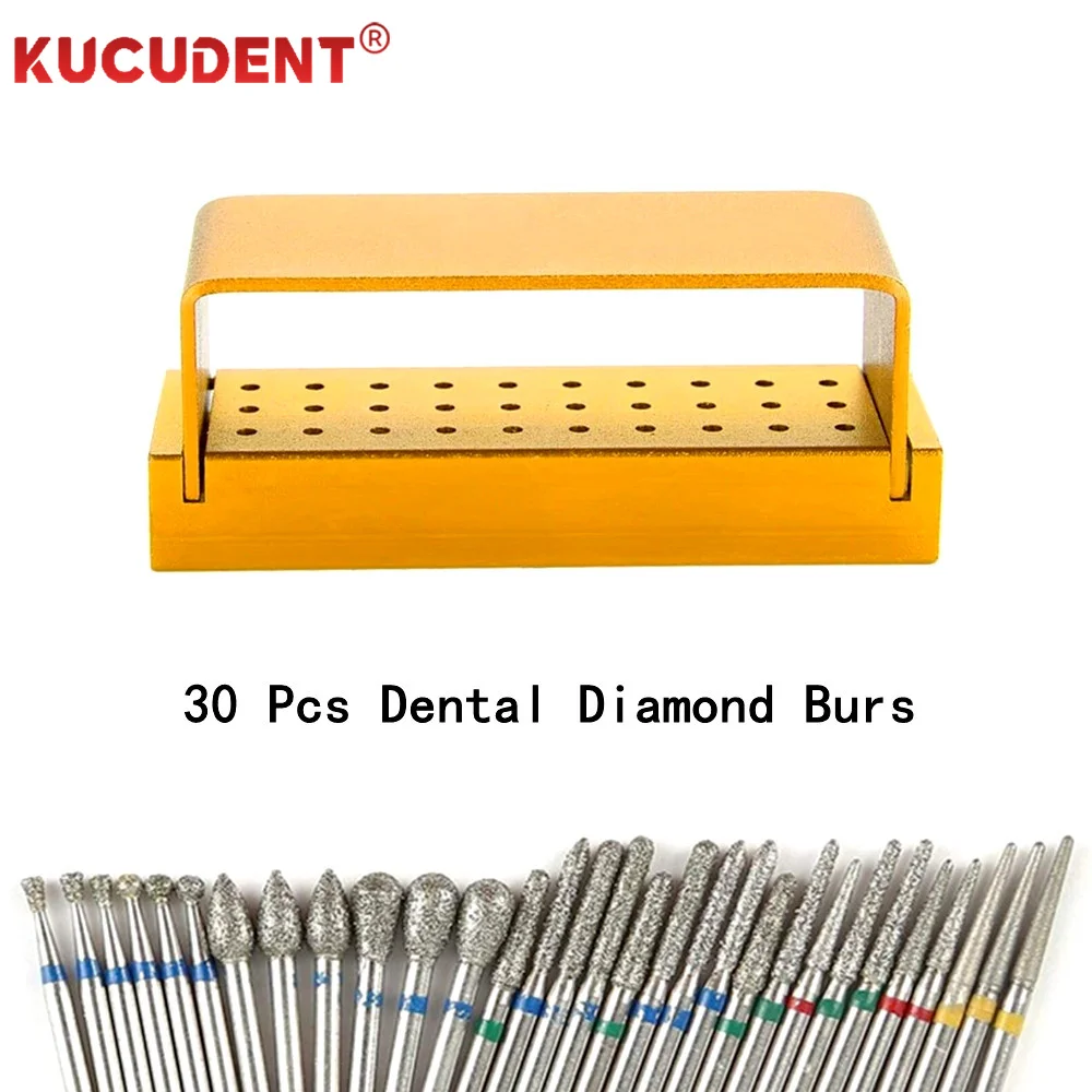 30 Holes Dental Diamond Burs Drill Holder Box Disinfection Block Aluminium High Speed Handpiece Bur Sterilizable Stand Dentistry