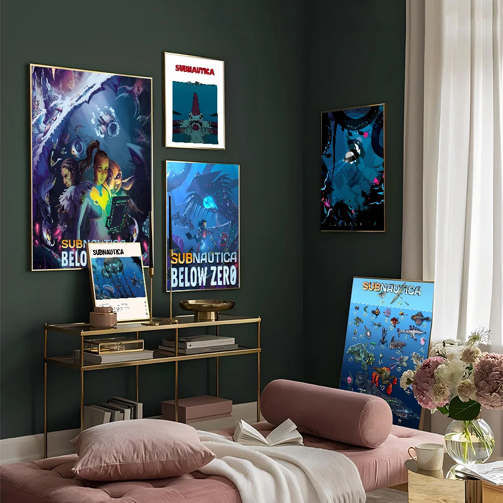 S-Subnauticas Game Movie Sticky Posters Vintage Room Home Bar Cafe Decor Room Wall Decor