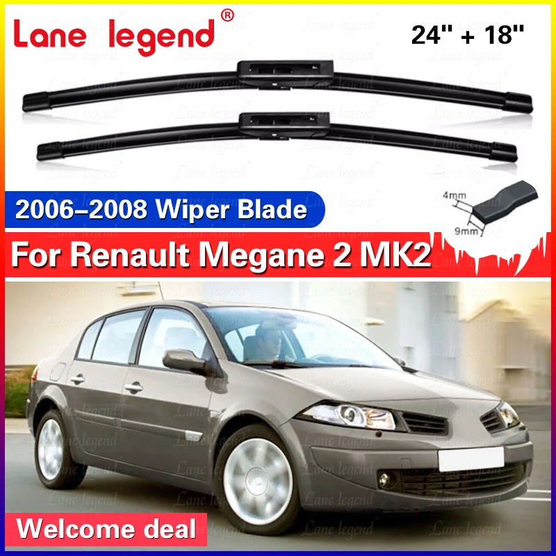 Für Renault Megane 2 MK2 2006 - 2008 Wischer Front Wischer Klingen Set Windschutzscheibe Windschutz Fenster 24 "+ 18" auto Regen Pinsel