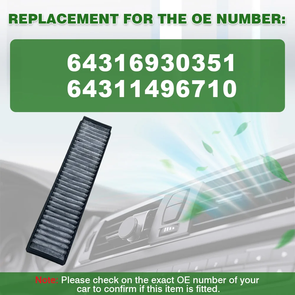 

Cabin Air Filter For Mini R50 R53 One One D 2001-2006 R56 Cooper Cooper S One Cooper D 2006-2012 64316930351 64311496710