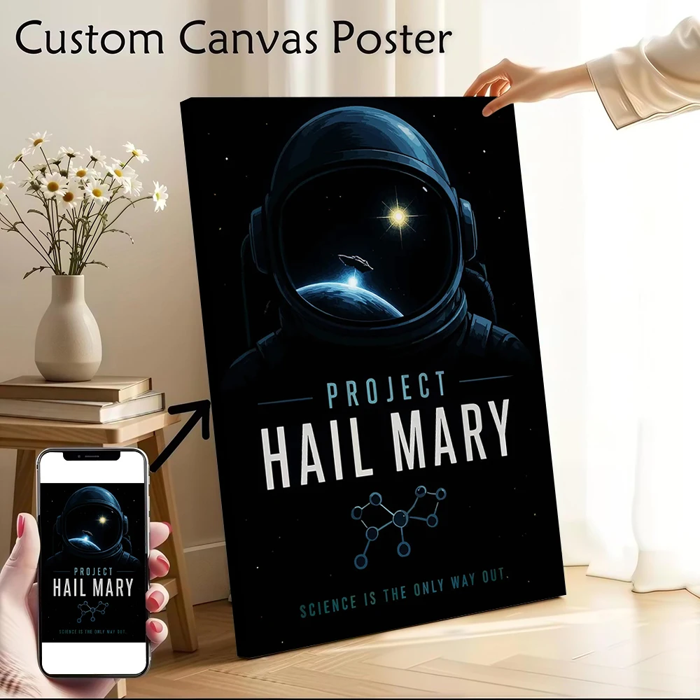 Póster Reflectante del Casco de Astronauta del Proyecto Hail Mary, Impresión Personalizable en Lienzo para Cuadros, Decoración de Pared de Lujo