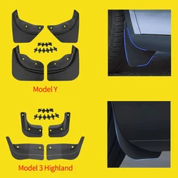 Soft Mud Flaps for Tesla Model 3 Y Juniper 2026 2025 Accessories Mudflaps Splash Guards Mudguards Front Rear Fender Protector