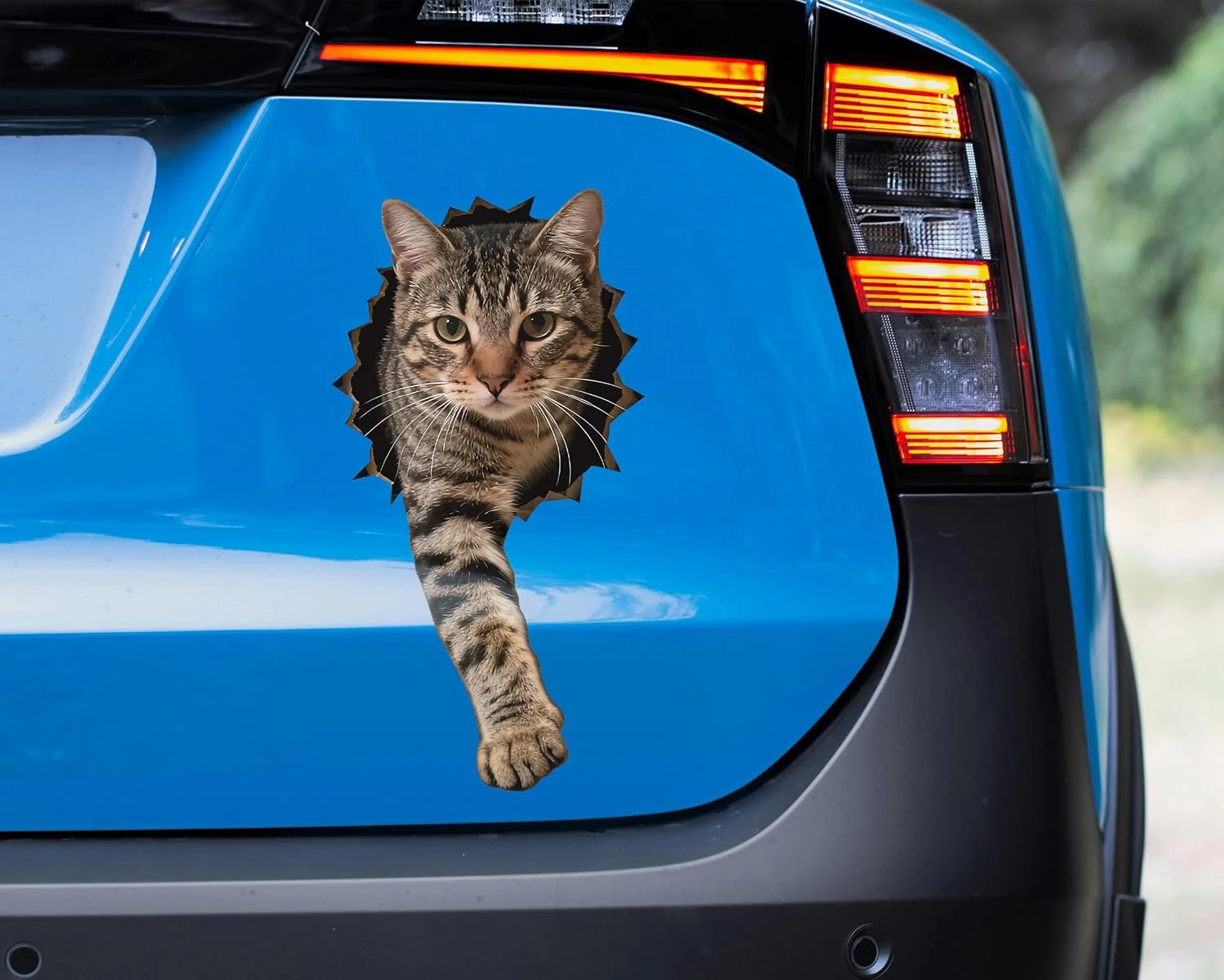 Broken‑Wall Tabby Cat Self‑Adhesive Decor Sticker Size 14.2x28.4cm Full Of Cute Fun Vibe