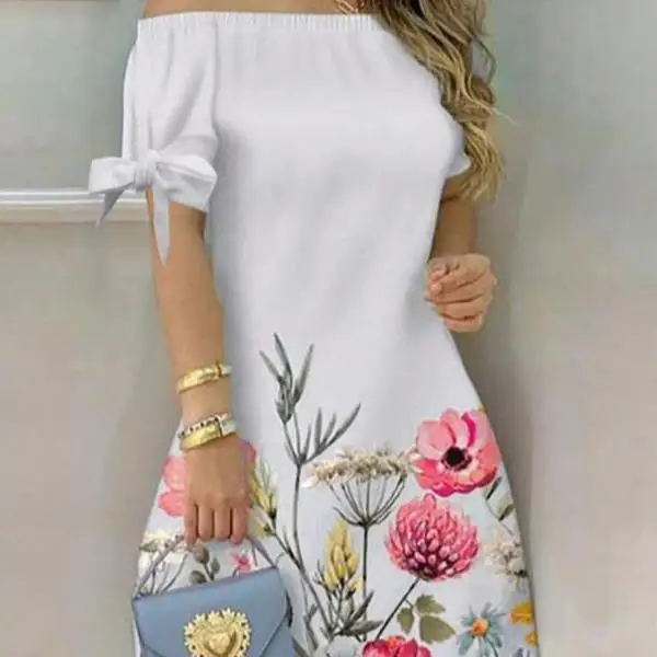 

Women's Floral Print ter Ne Tie Front oulder Bared Set Casual Sportswear ort Sve T-irt And orts