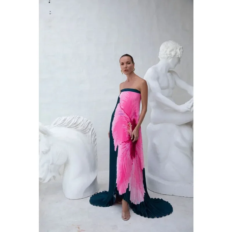 Flowy เกสต์ค็อกเทลชุดแต่งงานชุดราตรีฤดูร้อนผู้หญิงพับ Mermaid Maxi ชุดเซ็กซี่ดอกไม้ปิดไหล่ Backless