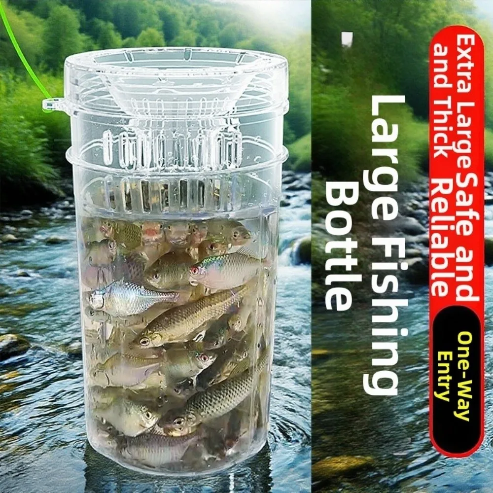 Ribbed Design Fishing Pail Transparent Material Plastic Material Catch Pail Tall Structure Funnel Shape Transparent Pail