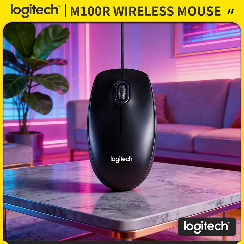 

Высококачественная проводная USB-мышь Logitech M100R с прецизионным сенсором 1000 DPI, 3 кнопками, колесом прокрутки и прочным кабелем для офиса, дома и школы