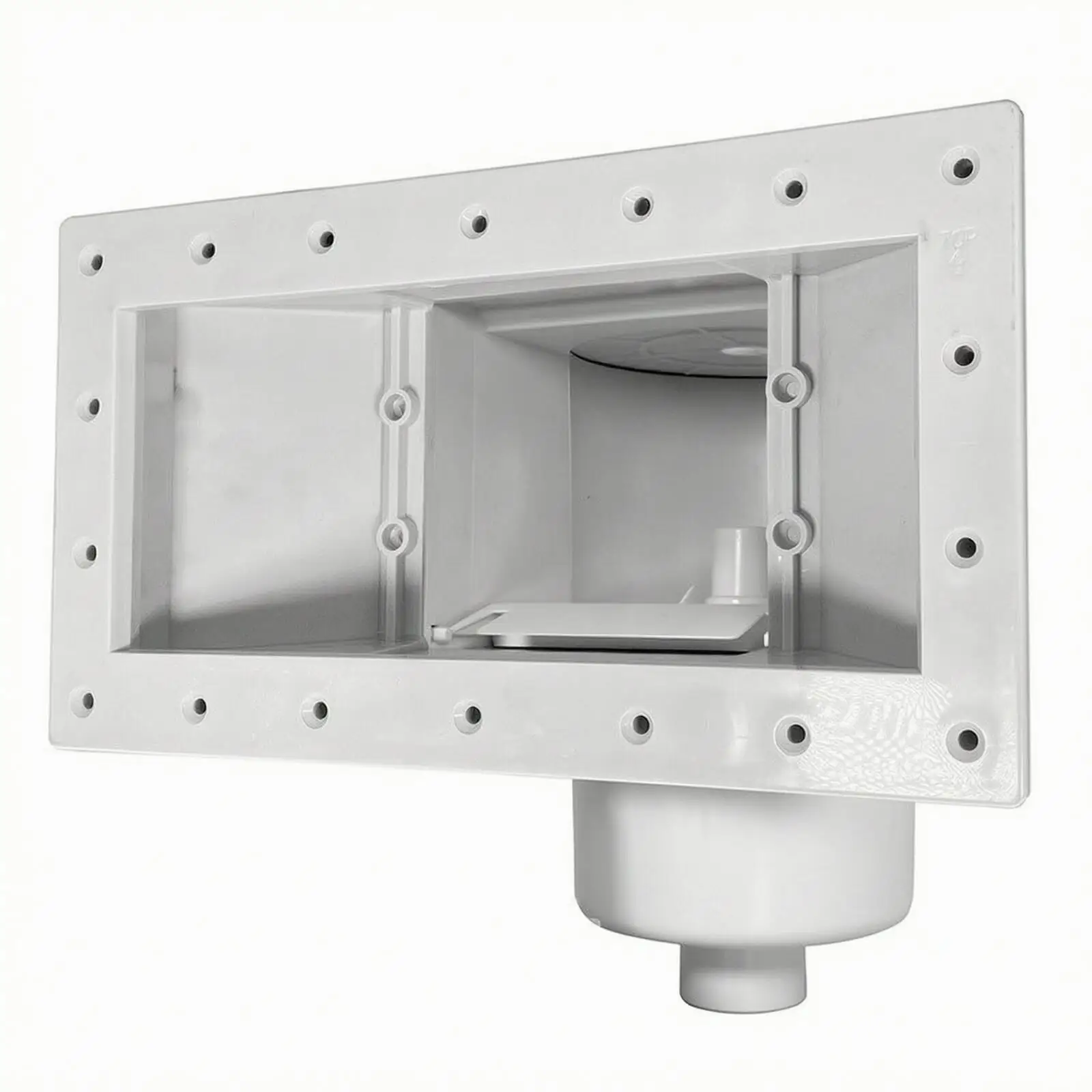 Pool Skimmer with Debris Collection Chamber Wide Rectangular Mounting Flange for Inground Pool
