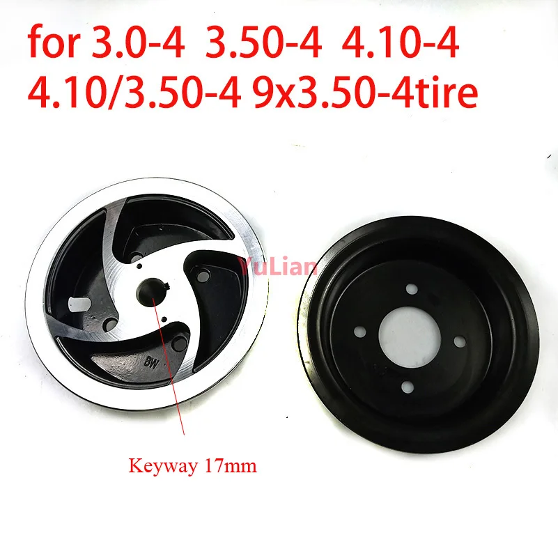 for 3.00-4 3.50-4 4.10-4 4.10/3.50-4 9x3.50-4 tire tyre 4 inch aluminum alloy wheel rim Keyway hub 17mm or 19mm Inner hole