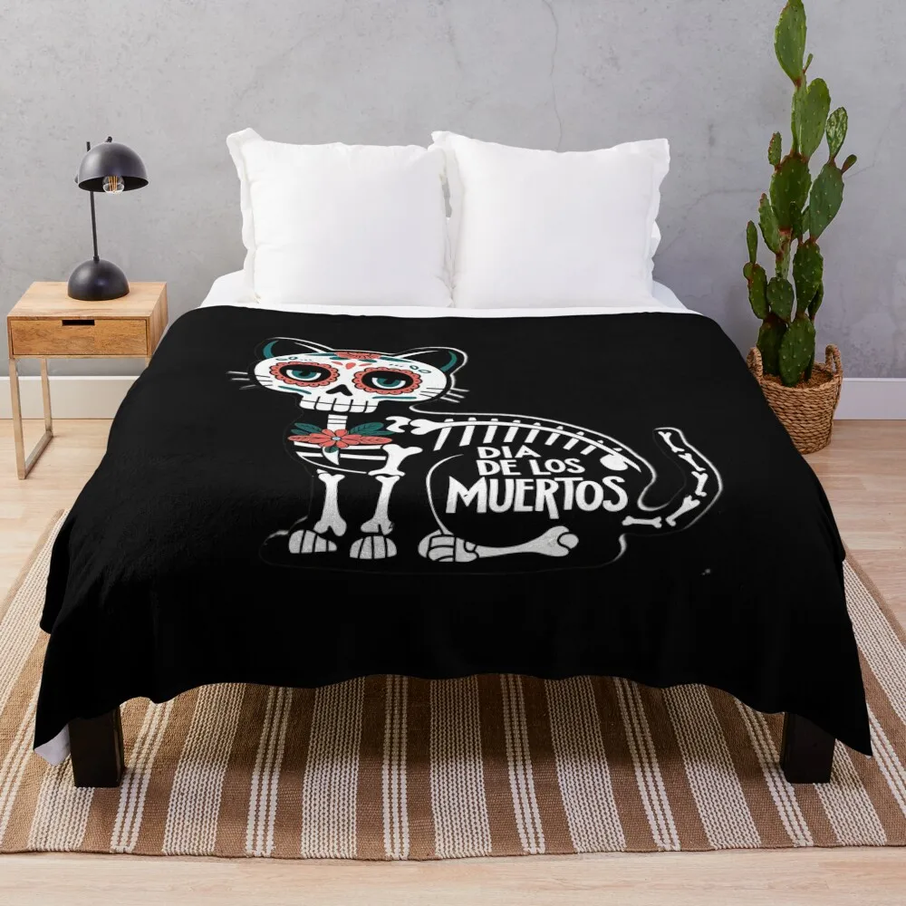 DIA DE LOS MUERTOS CAT Throw Blanket Plaid Summer Beddings anime Blankets