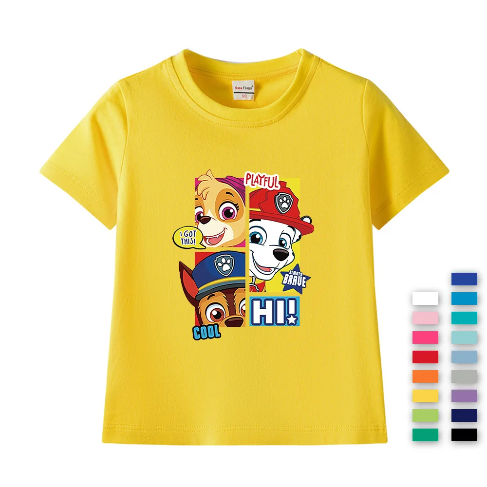 Paw Patrol Cotton T-shirt for Chlidren Girl Clothes Spin Master Shirt Kids Clothing for Boys Tops Anime Printed Fashionable Tees