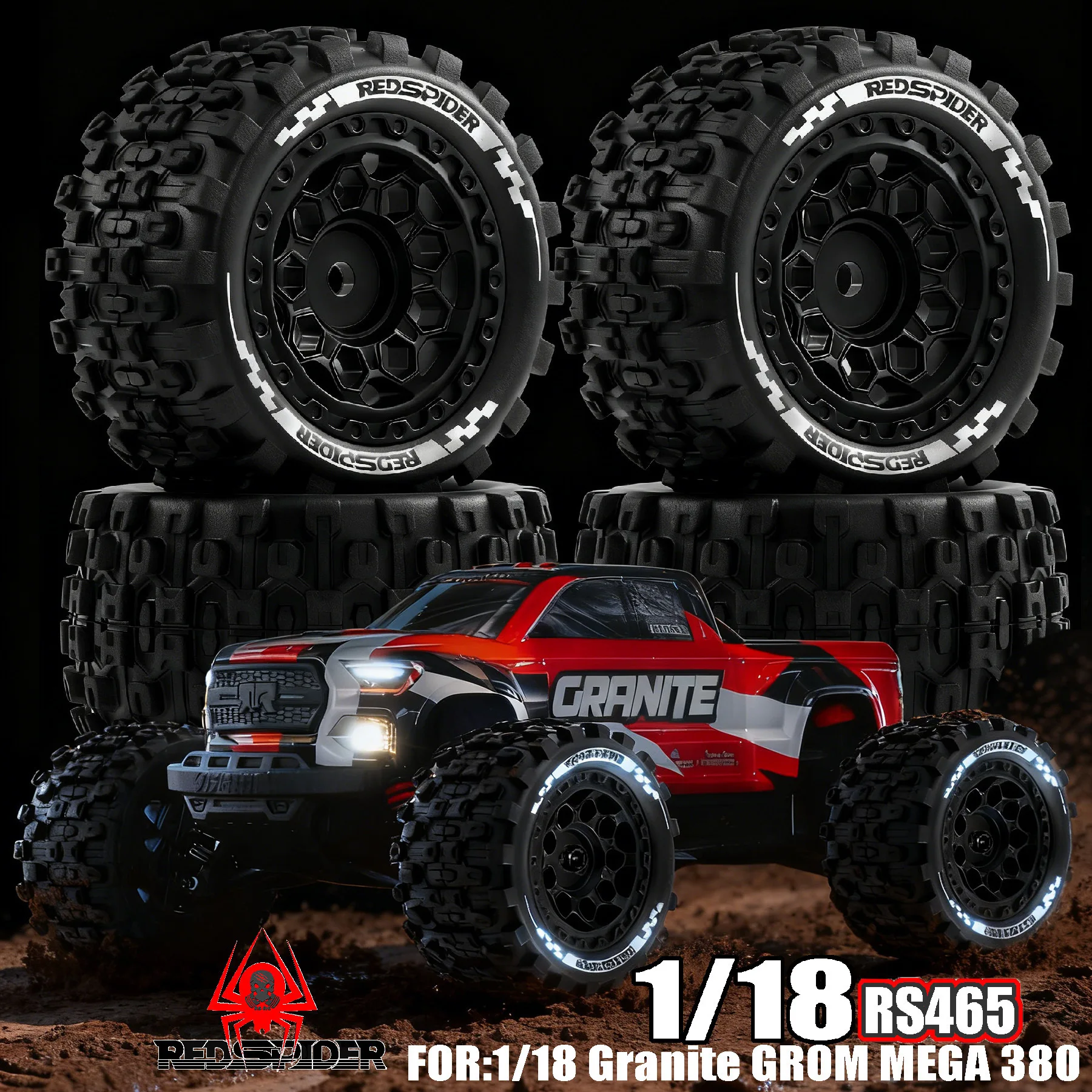 Pneus buggy de 78mm para arrma 1/18 typhon granite traxxas big rock latrax teton kit de peças de atualização carro rc