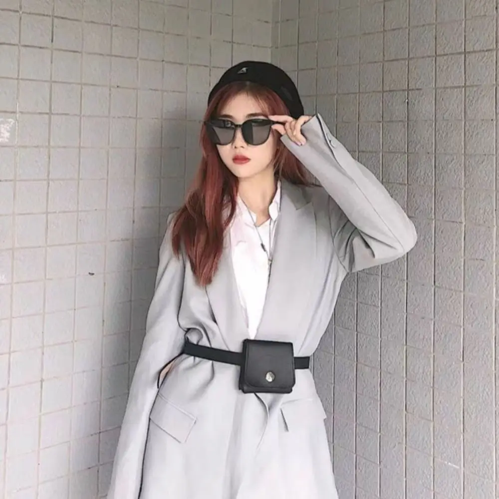 

Portable Korean Style Women Waist Bag Purse PU Women Belt Bag Clutch Bag Card Pocket Small Card Bag Female