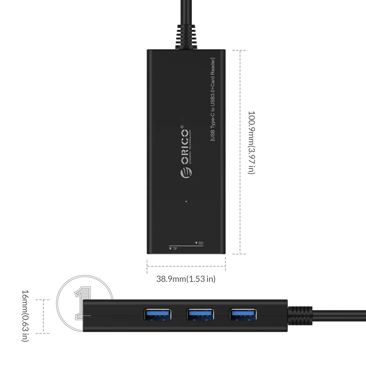 قارئ بطاقة ORICO للتصوير الفوتوغرافي ، قارئ البطاقات ، Type-C ، 4 منافذ ، USB ، SD ، TF ، 5Gbps ، Transfer