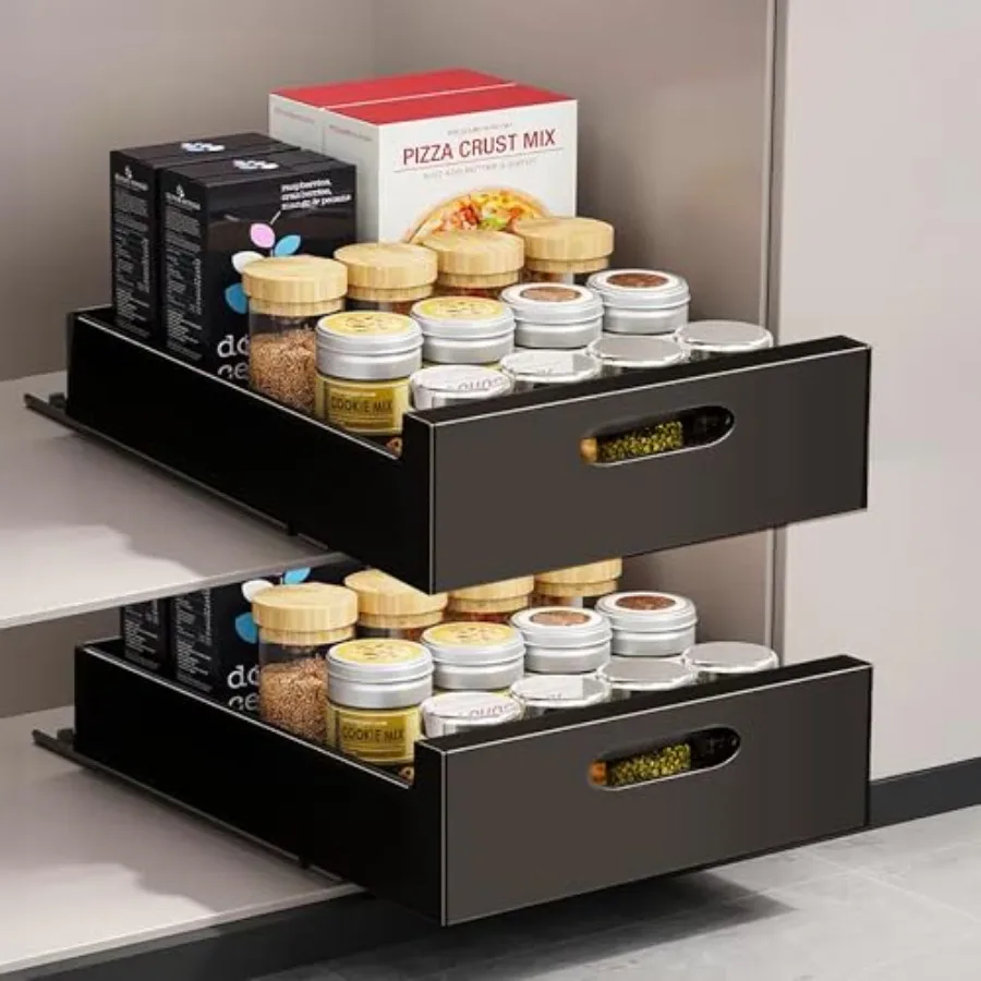 

Pack Pull Out Drawers for Cabinets 0" W x6.9" D Pull Out Cabinet Organizer Adhesive for Narrow Face Frame or Frameless Cabinets
