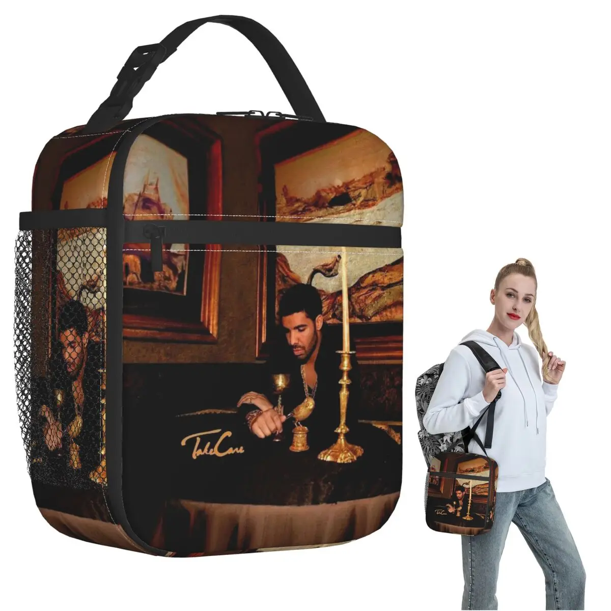 Hip Hop Rapper Drake Take Care Album Insulated Lunch Bag for Women Children Leakproof Food Boxes Thermal Lunch Box Tote