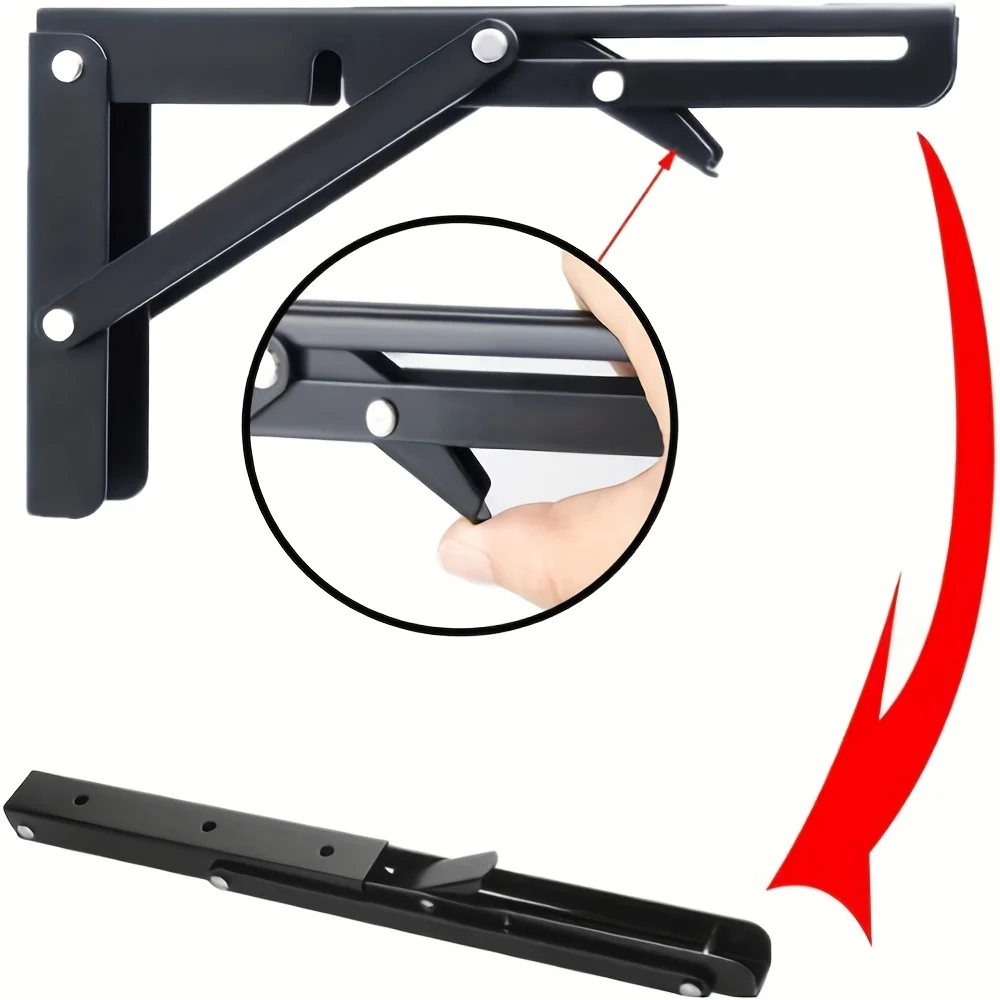 2PCS sturdy steel folding stand bracket wall mounted design, suitable for household hardware desk stand corner bracket