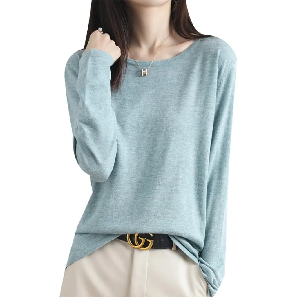 

Women's round Neck Pullover Bottoming Sweater Loose Knitted Top Spring Autumn Lazy Style Inner Wear