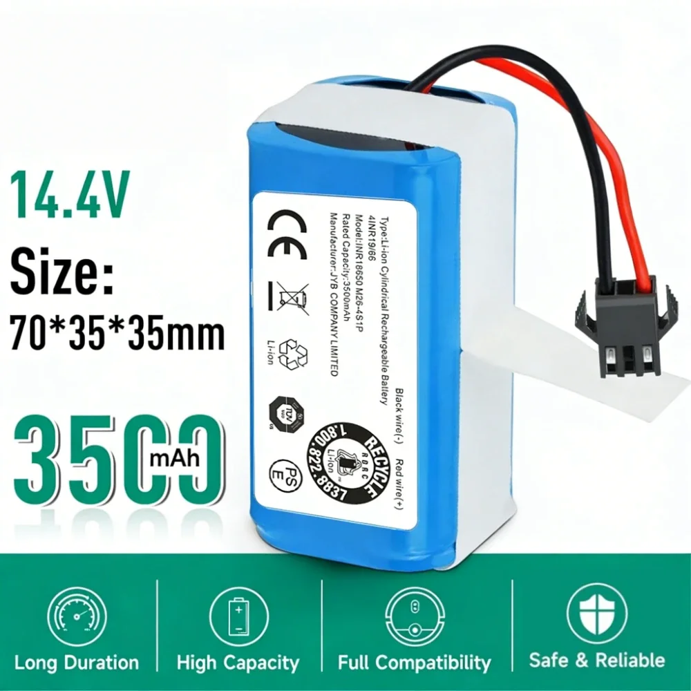 14.4V 3500mAh Battery for Venga RVC 3000 Kanga 990/1090/1790 Neatsvor X500 Eufy RoboVac 11s/30c