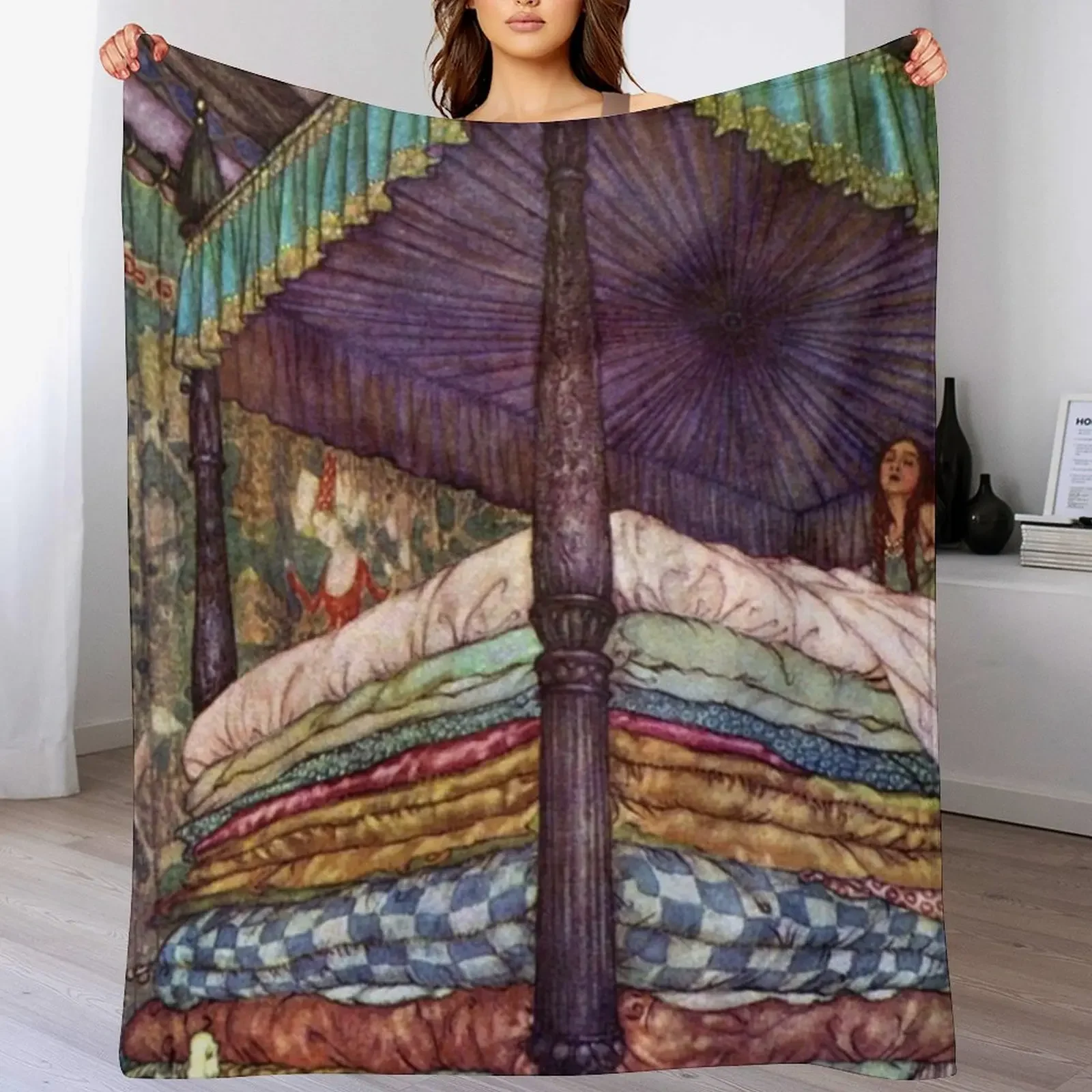 

Princess and the Pea by Edmund Dulac Throw Blanket Durable Warm Blanket for Daily Home Use